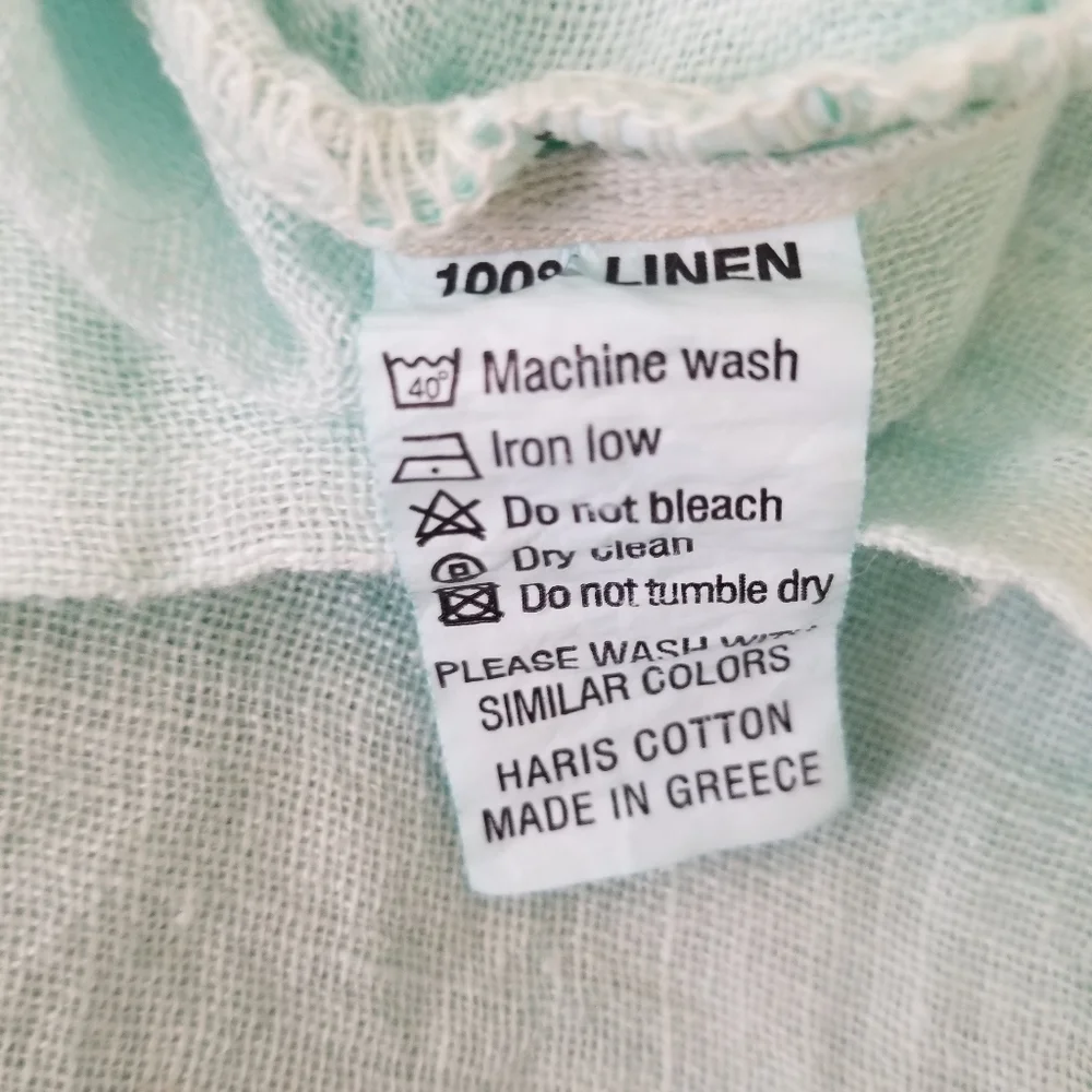 Haris Cotton Made in Greece Oversized 100% Linen Pullover Top Sz L - Picture 7 of 7